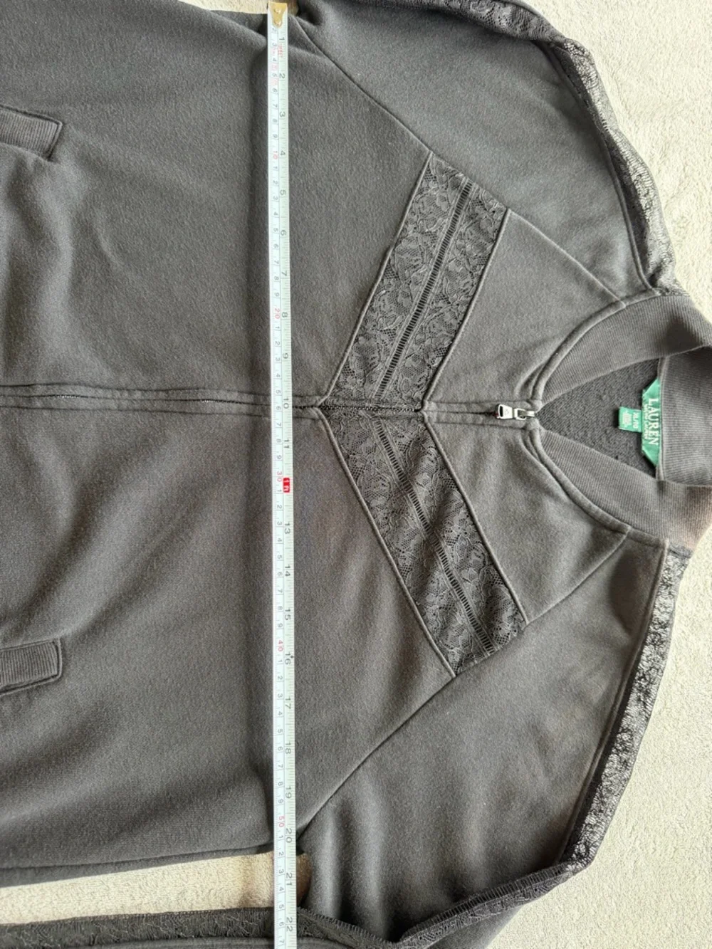 Ralph Lauren Black Lace-Panel Bomber Jacket